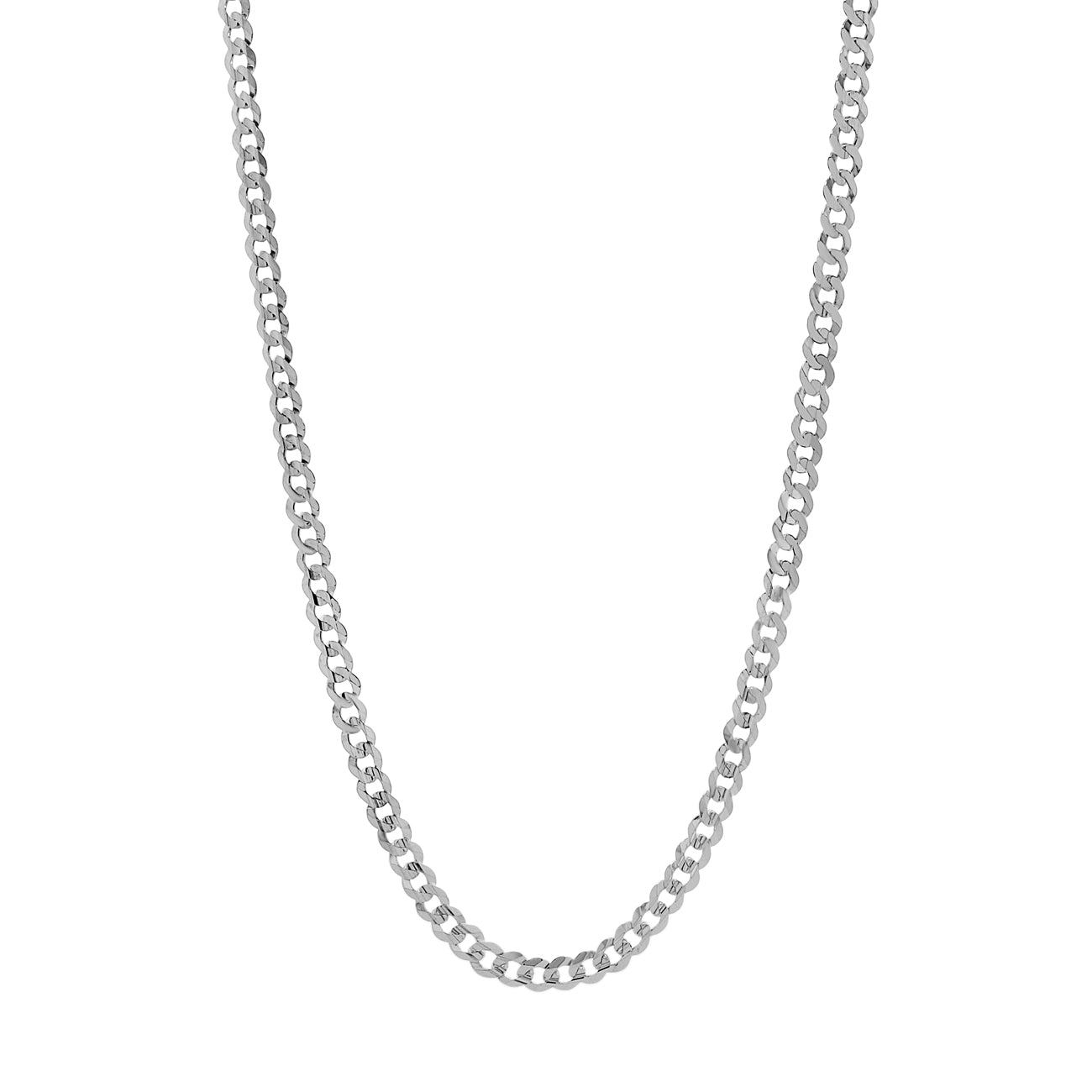 Exclusive 10K White Gold Curb Link Chain — Front View