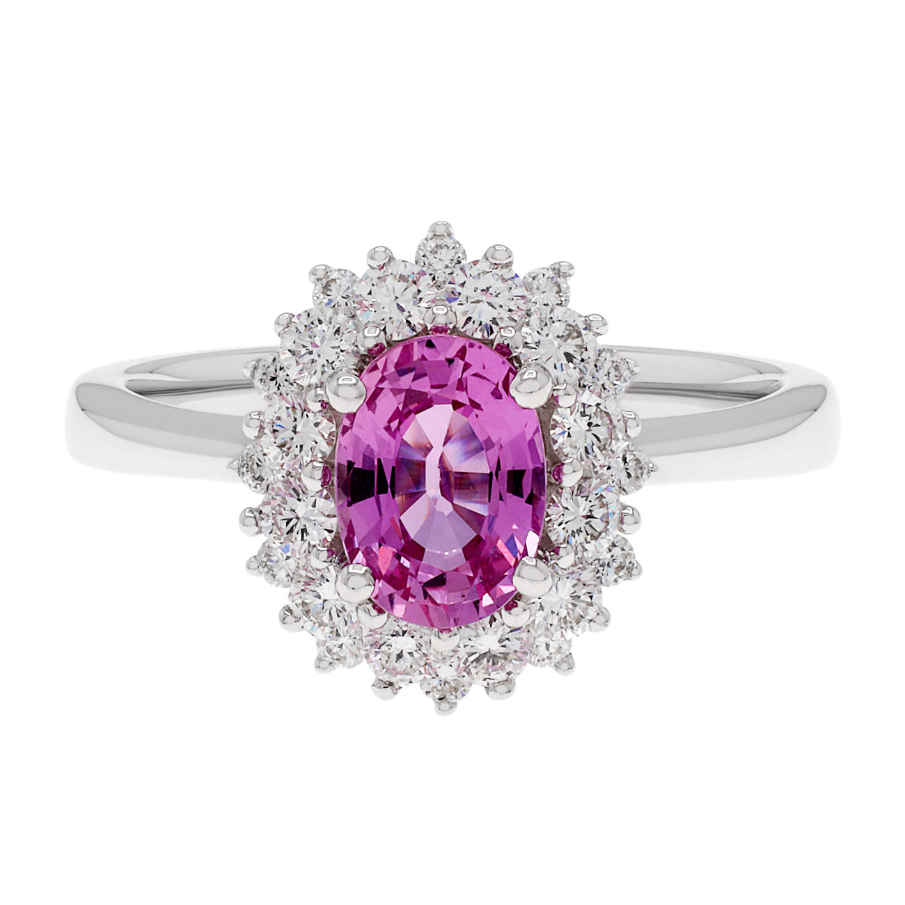 Exclusive 18K White Gold 1.32 Carat Pink Sapphire Ring — 4.5 — Front View