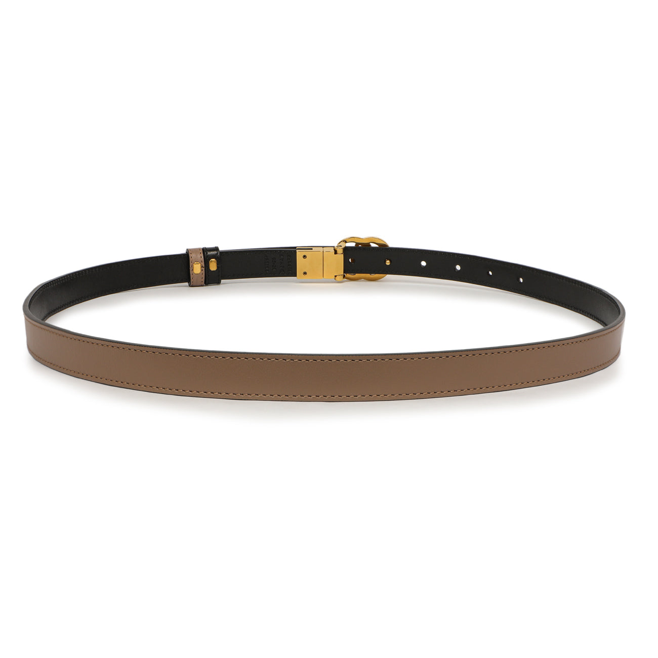 Exclusive Gucci Porcelain Rose/Black Calfskin Double G Reversible 20mm Belt — Side View