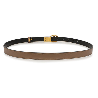 Exclusive Gucci Porcelain Rose/Black Calfskin Double G Reversible 20mm Belt — Side View