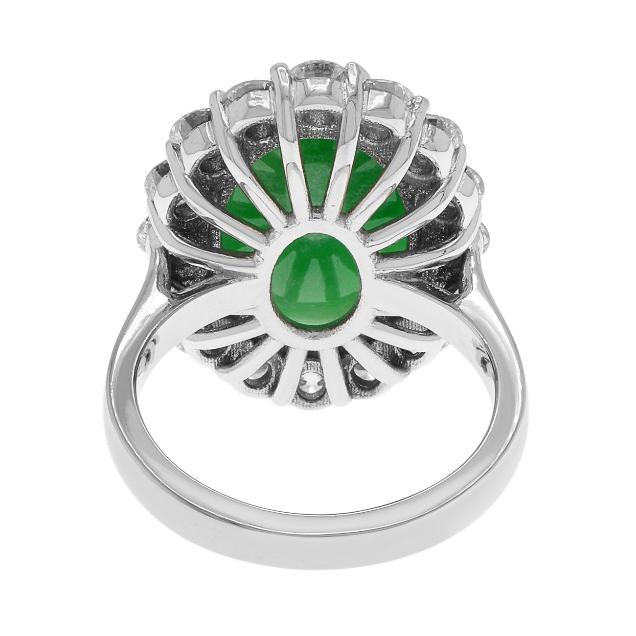 Exclusive 18K White Gold Cabochon Jadeite Ring — 4 — Side View