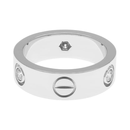 Exclusive Cartier 18K White Gold 3 Diamond Love Ring — Side View