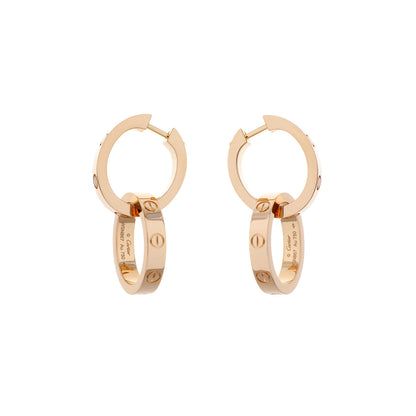 Exclusive Cartier 18K Rose Gold Multiwear Love Earrings — Side View