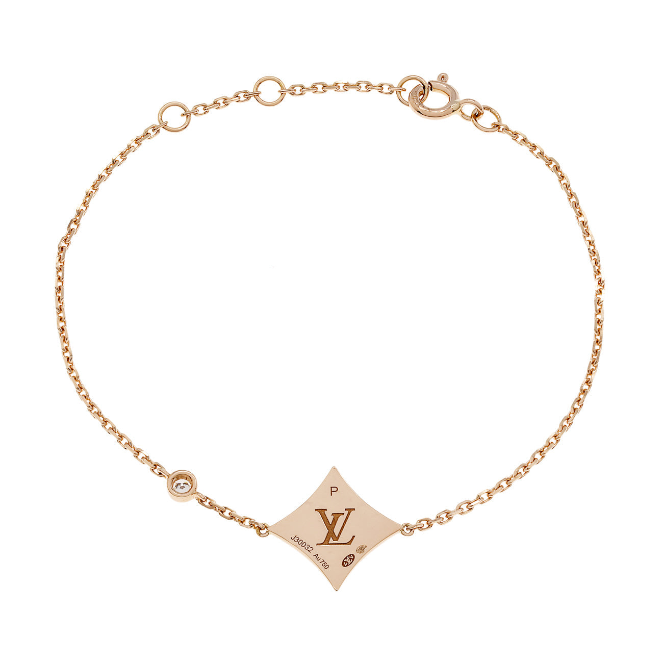 Exclusive Louis Vuitton 18K Pink Gold Diamond Mother of Pearl Color Blossom BB Star Bracelet — Side View