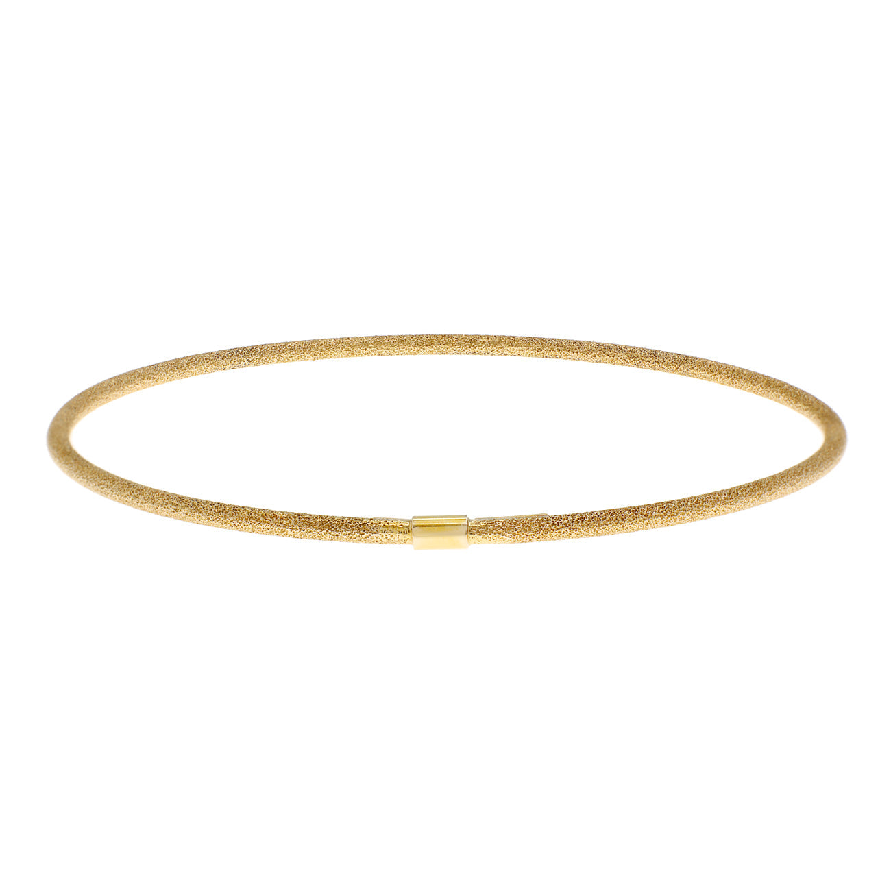 Exclusive 14K Yellow Gold Blasted Bangle — Side View