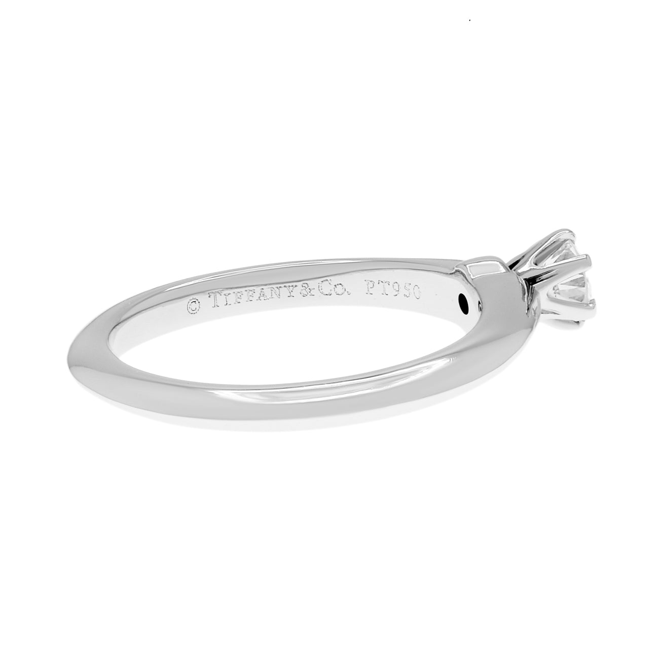 Exclusive Tiffany & Co. Platinum 0.21 Carat Diamond Solitaire Engagement Ring — Side View