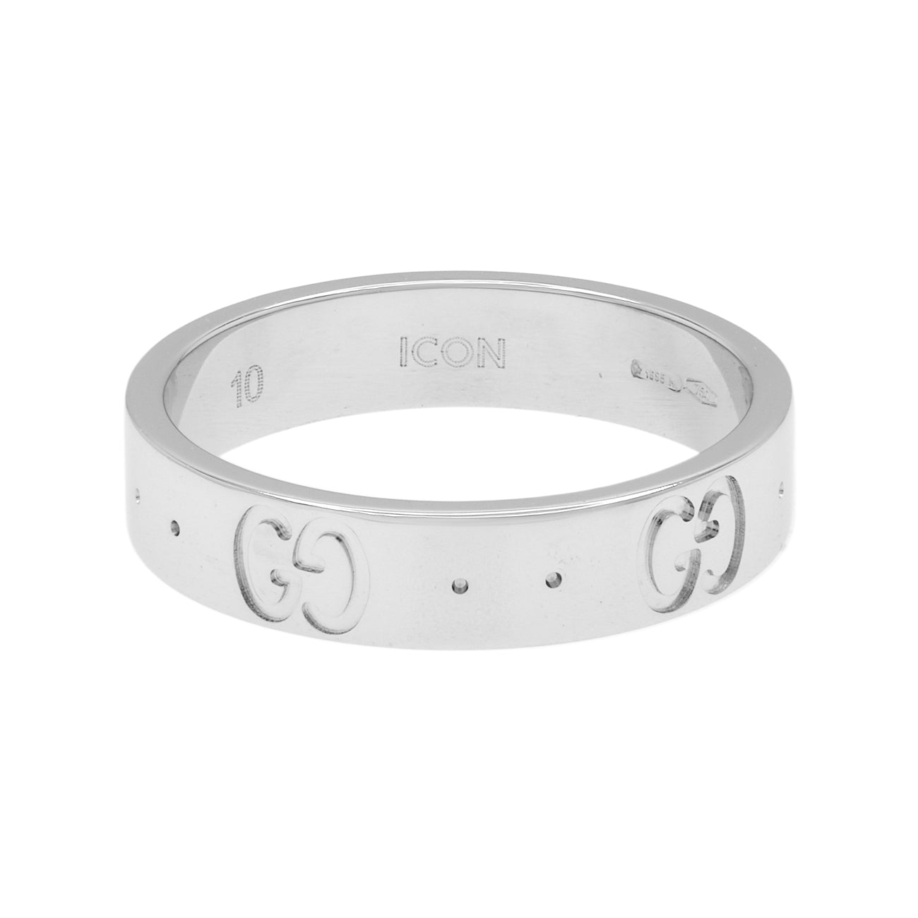 Exclusive Gucci 18K White Gold Icon Band Ring — Side View