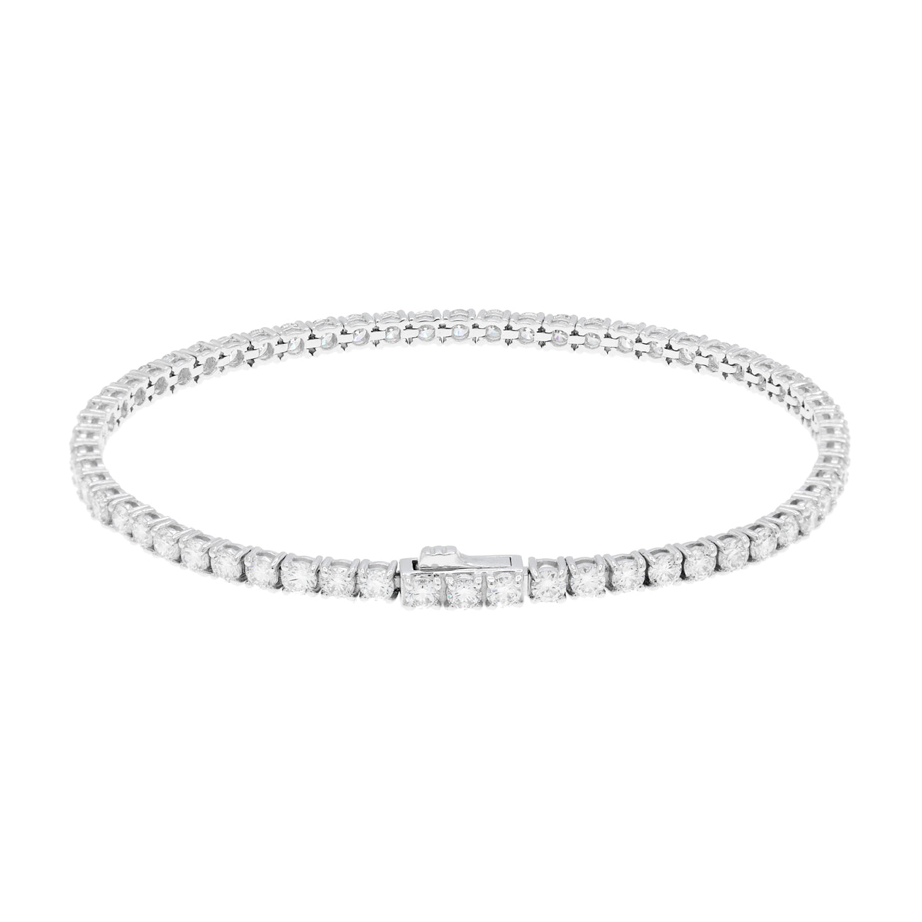 Exclusive 14K White Gold 3.00 Carat Diamond Tennis Bracelet — Side View