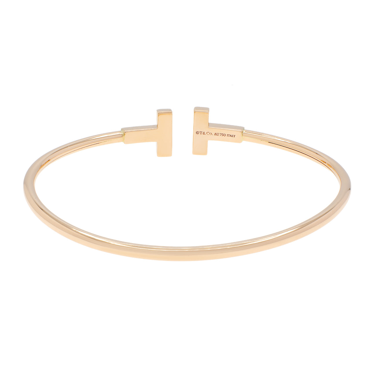 Exclusive Tiffany & Co. 18K Rose Gold Diamond T Wire Bracelet — Side View