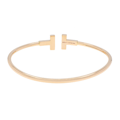 Exclusive Tiffany & Co. 18K Rose Gold Diamond T Wire Bracelet — Side View