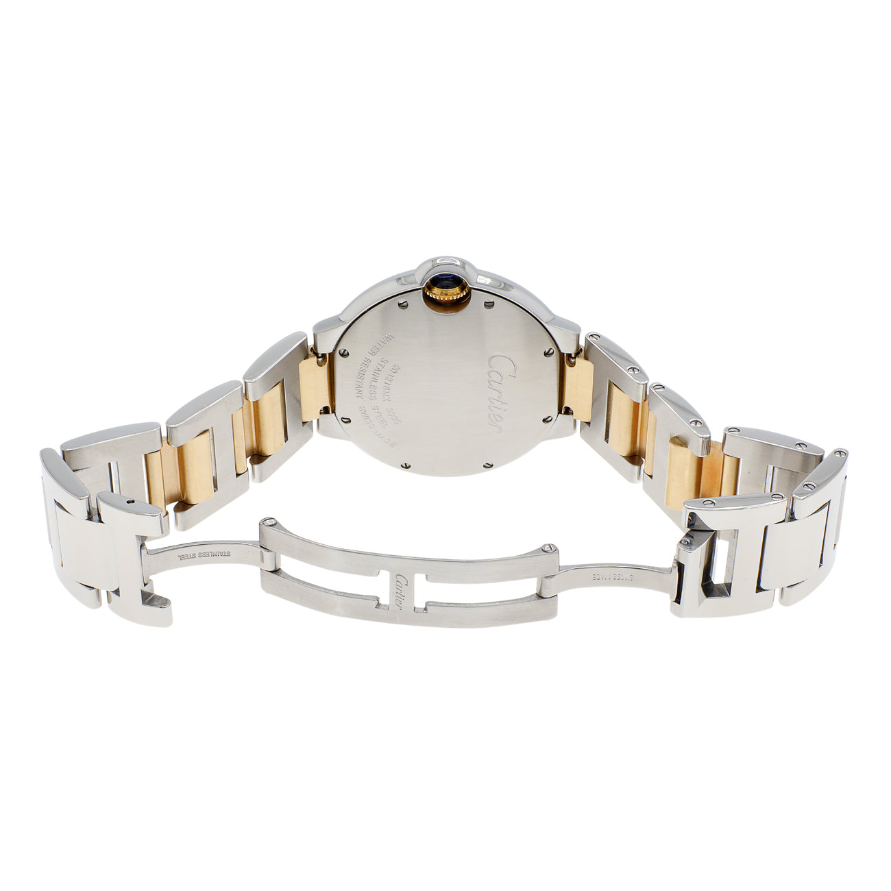 Exclusive Cartier Stainless Steel 18K Yellow Gold Ballon Bleu 36mm W69008Z3 — Top View