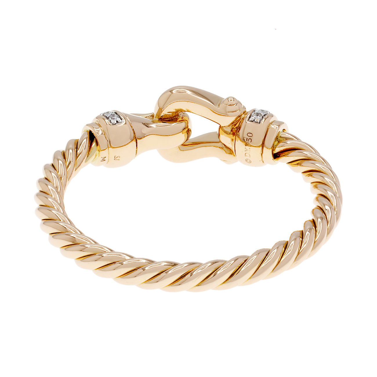 Exclusive David Yurman 18K Rose Gold Diamond Petite Buckle Ring — Side View