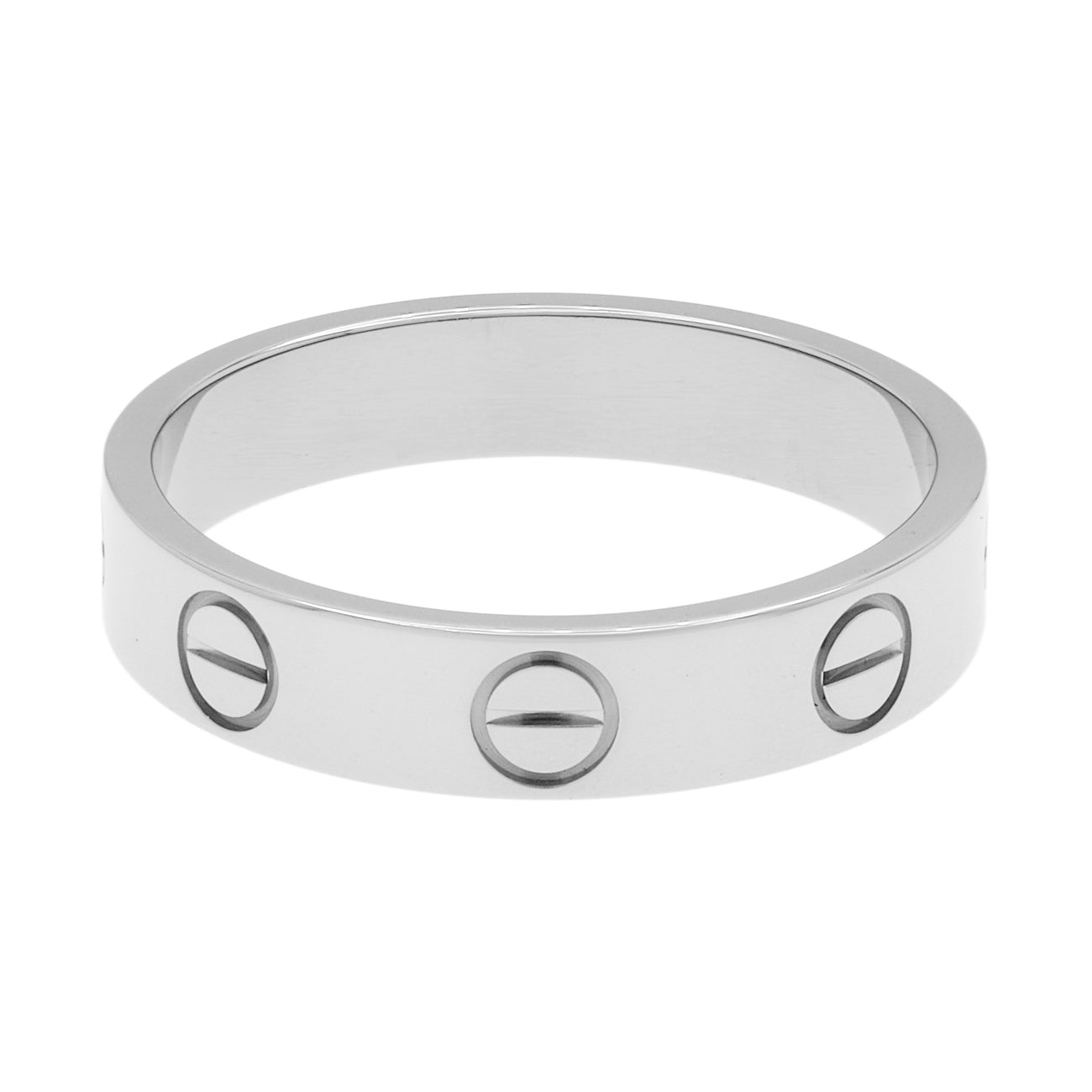 Exclusive Cartier 18K White Gold Love Wedding Band Ring — Side View