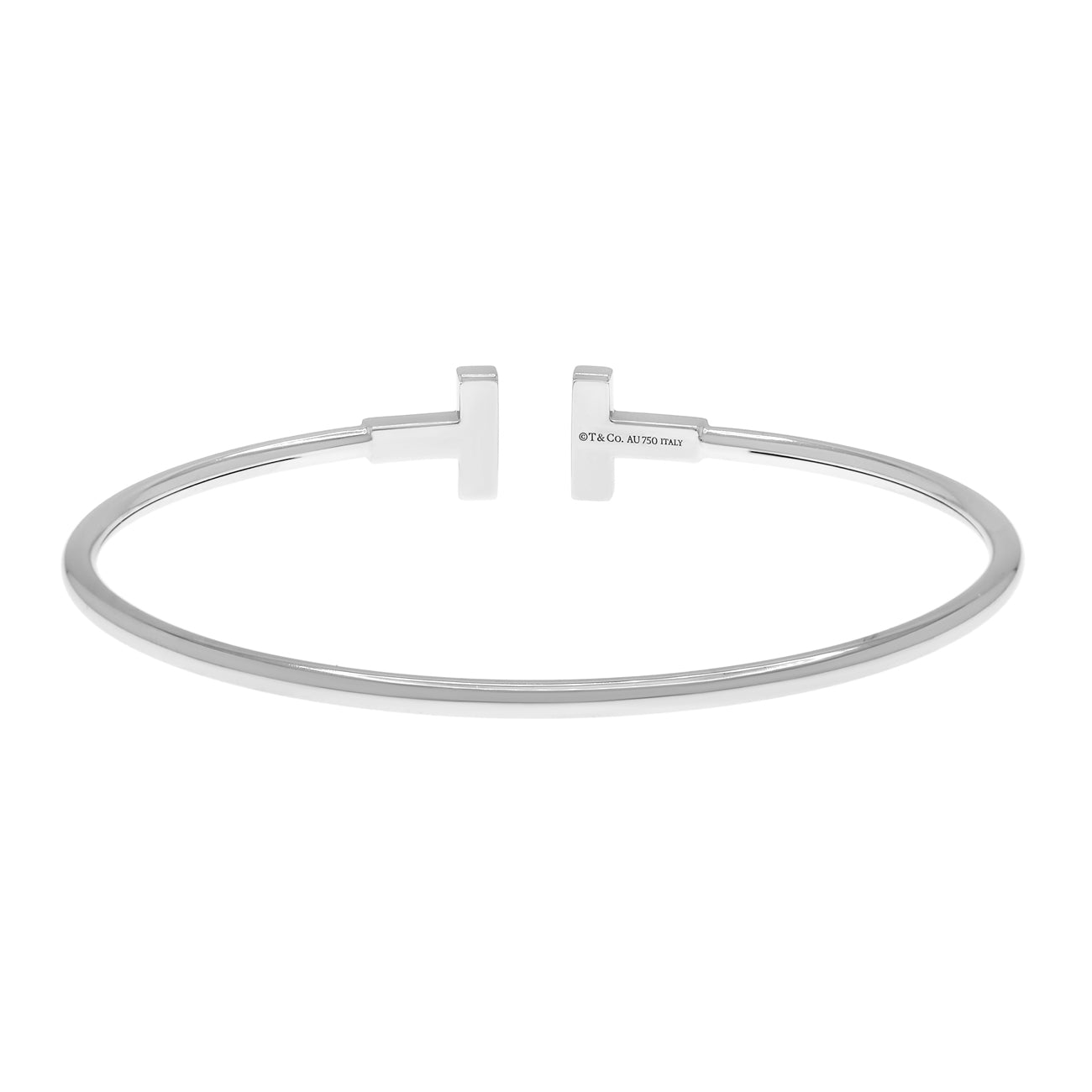 Exclusive Tiffany & Co. 18K White Gold Diamond T Wire Bracelet — Side View