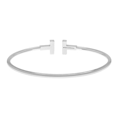 Exclusive Tiffany & Co. 18K White Gold Diamond T Wire Bracelet — Side View