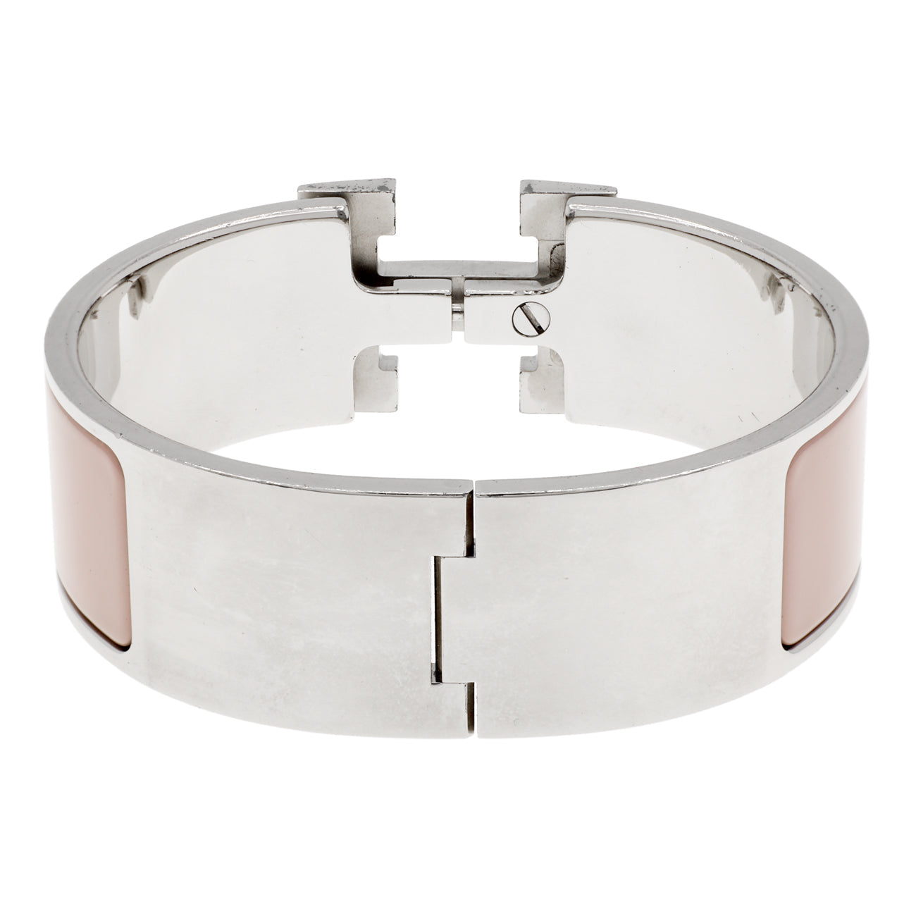Exclusive Hermes Mauve Pale Enamel Clic Clac H Bracelet — Side View