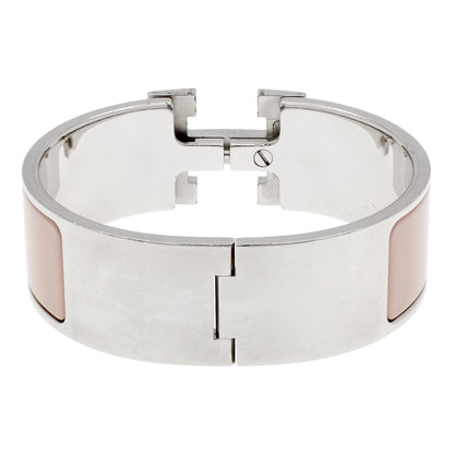 Exclusive Hermes Mauve Pale Enamel Clic Clac H Bracelet — Side View