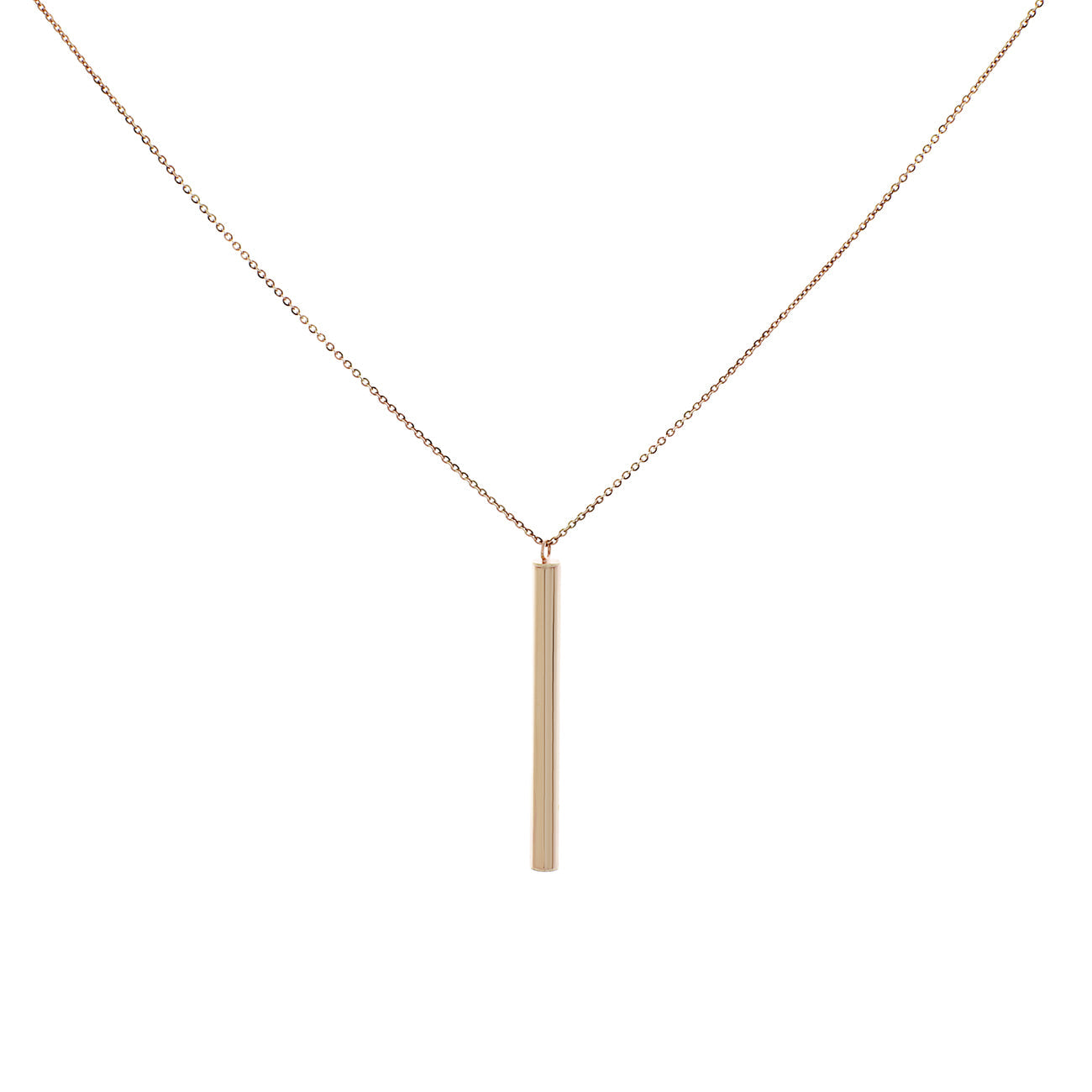 Exclusive 10K Rose Gold Octagon Bar Pendant — Side View