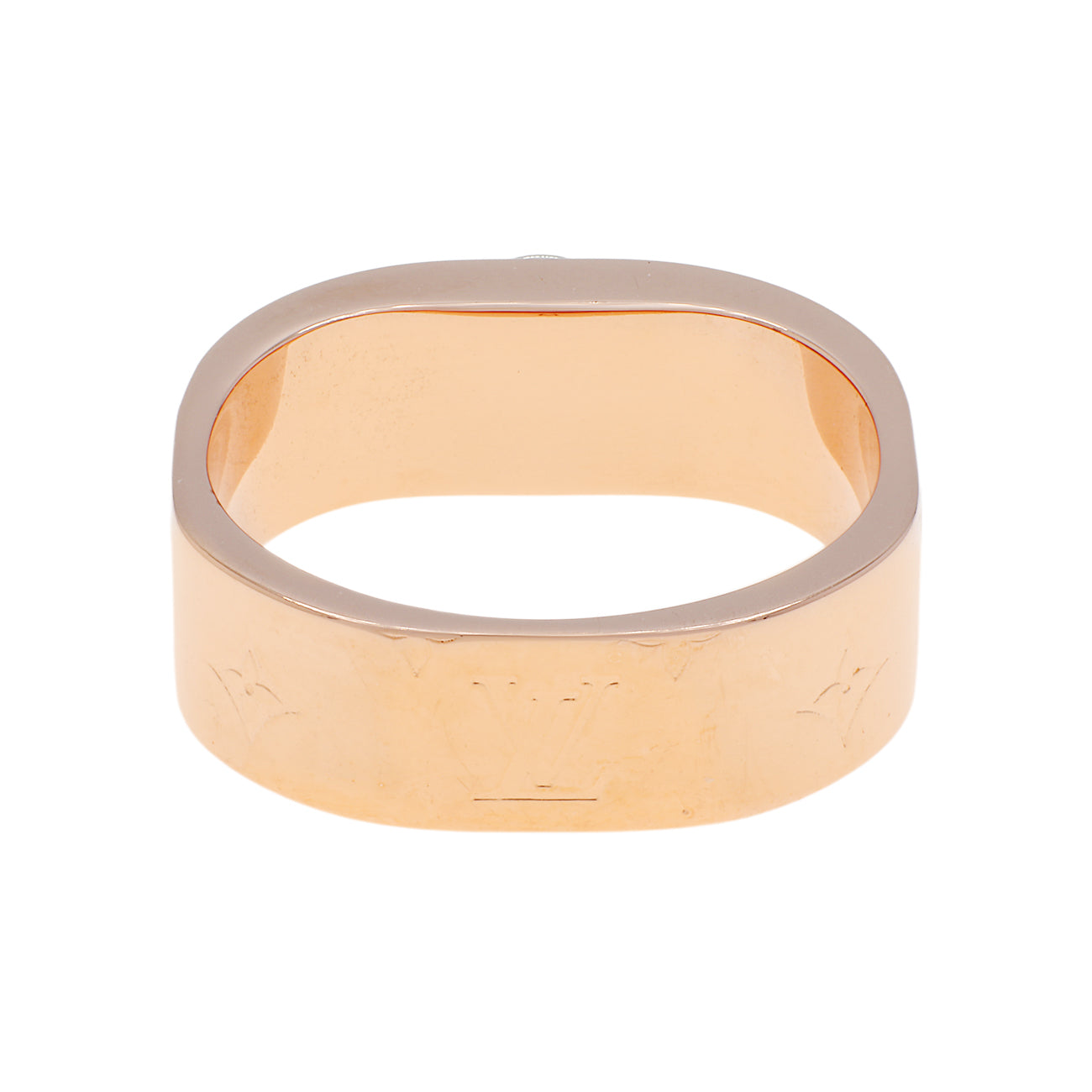 Exclusive Louis Vuitton Brass Monogram Engraved Nanogram Ring — Side View