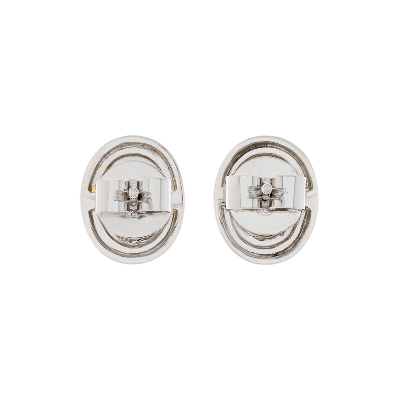 Exclusive 18K White Gold 1.00 Carat Illusion Oval Diamond Stud Earrings — Side View