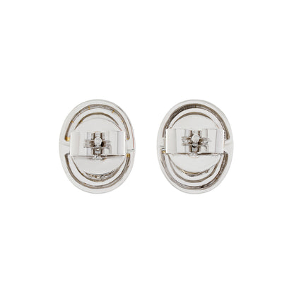 Exclusive 18K White Gold 1.00 Carat Illusion Oval Diamond Stud Earrings — Side View