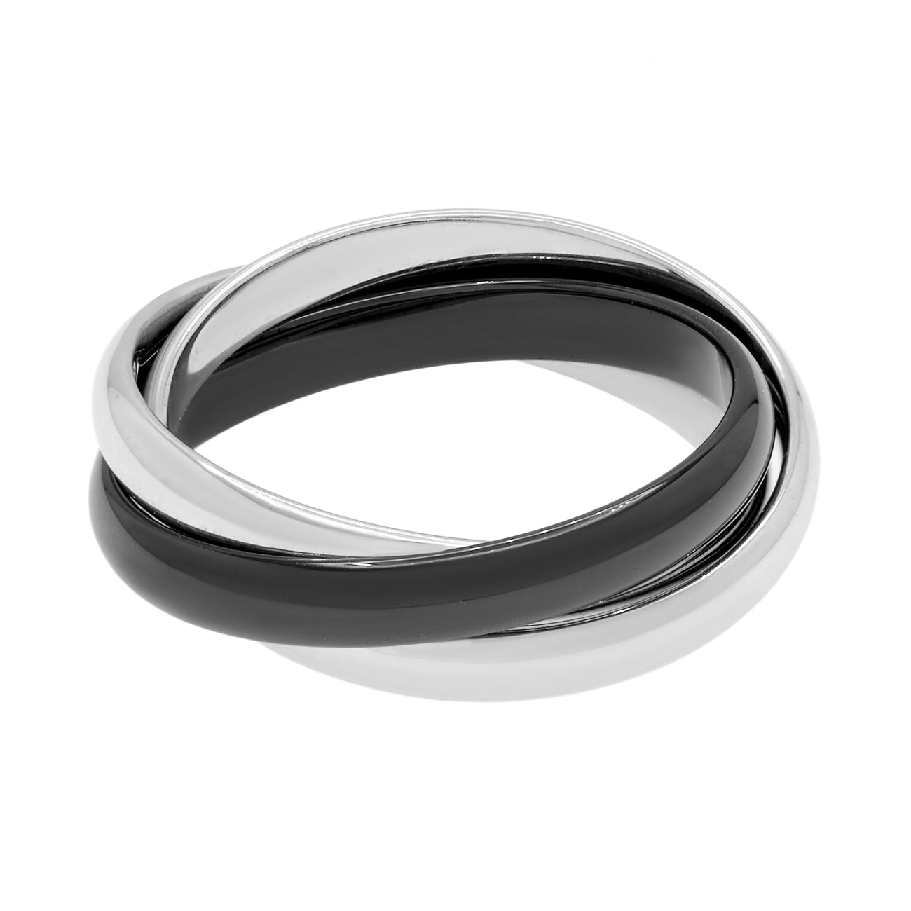 Exclusive Cartier 18K White Gold Ceramic Trinity Ring — Side View