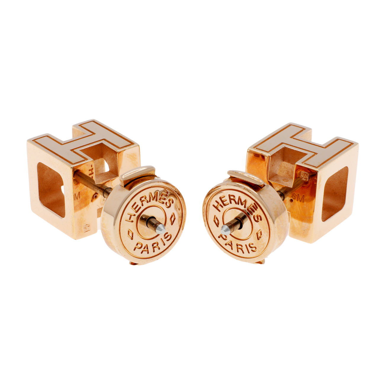 Exclusive Hermes Lacquered Cage d'H Earrings — Side View