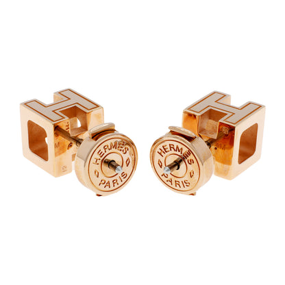 Exclusive Hermes Lacquered Cage d'H Earrings — Side View