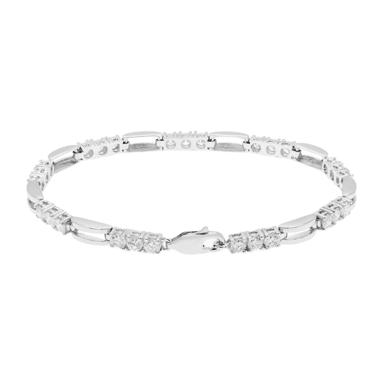 Exclusive 18K Solid White Gold Diamond Tennis Bracelet — Side View