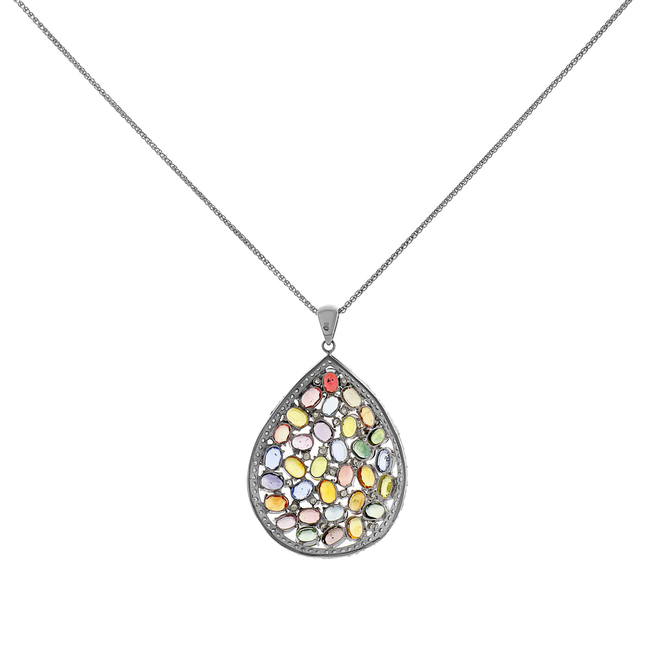 Exclusive 14K White Gold 33.21 Carat Sapphire Pendant — Side View
