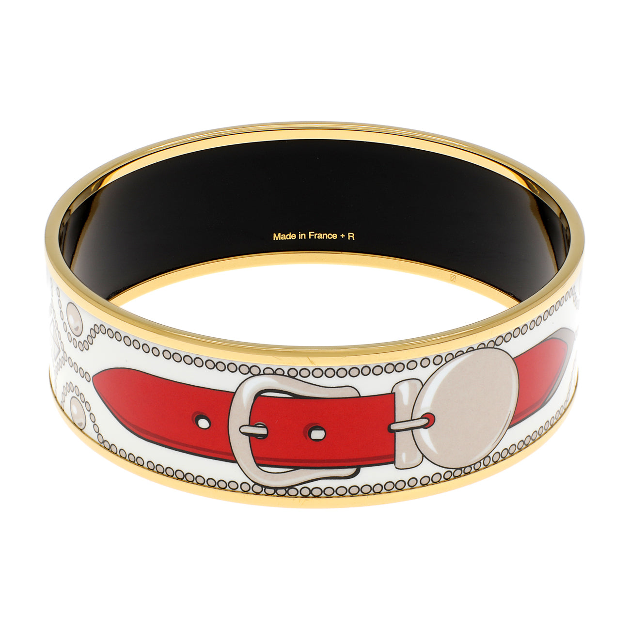 Exclusive Hermes Wide Enamel Printed Bracelet — Side View