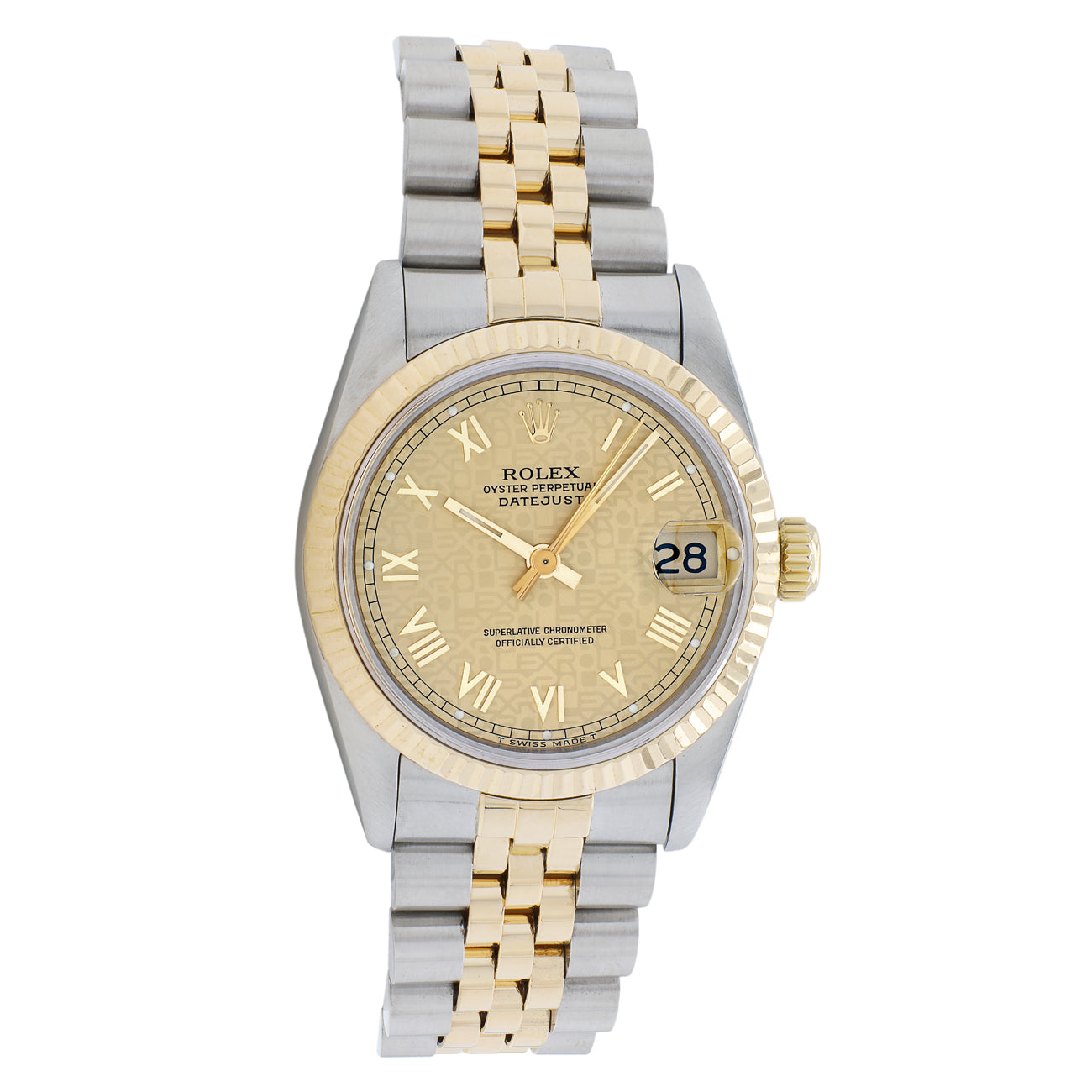 Exclusive Rolex Stainless Steel 18K Yellow Gold Datejust 31 68273 — Front View