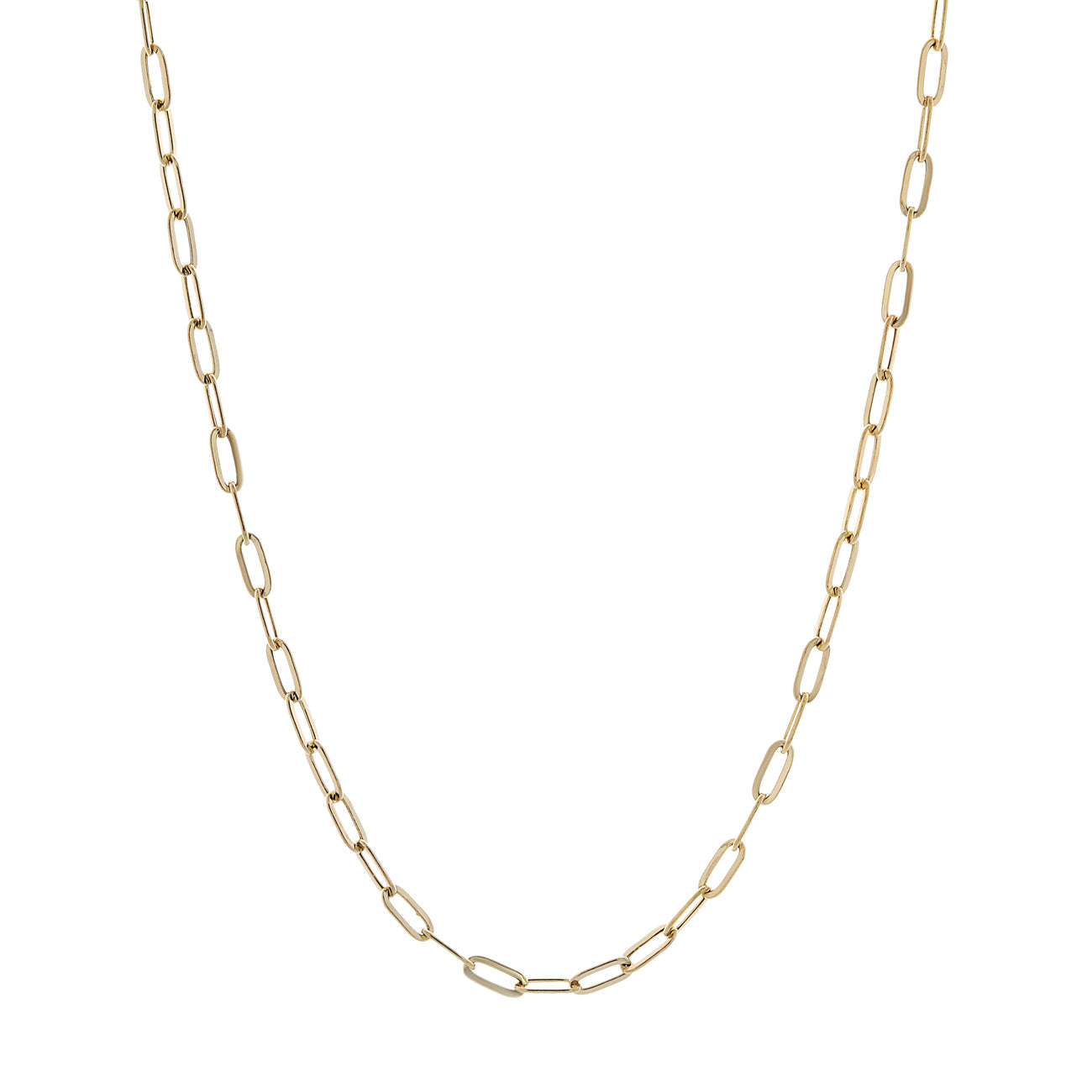 Exclusive 18K Yellow Gold Paperclip Chain — Front View