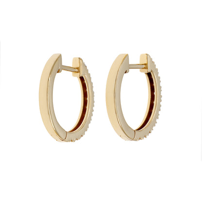 Exclusive 18K Yellow Gold Diamond Huggie Hoop Earrings — Side View