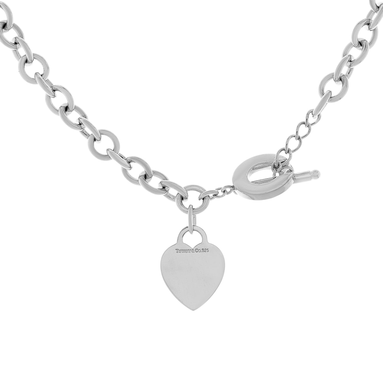 Exclusive Tiffany & Co. Sterling Silver Heart Tag Toggle Necklace — Side View