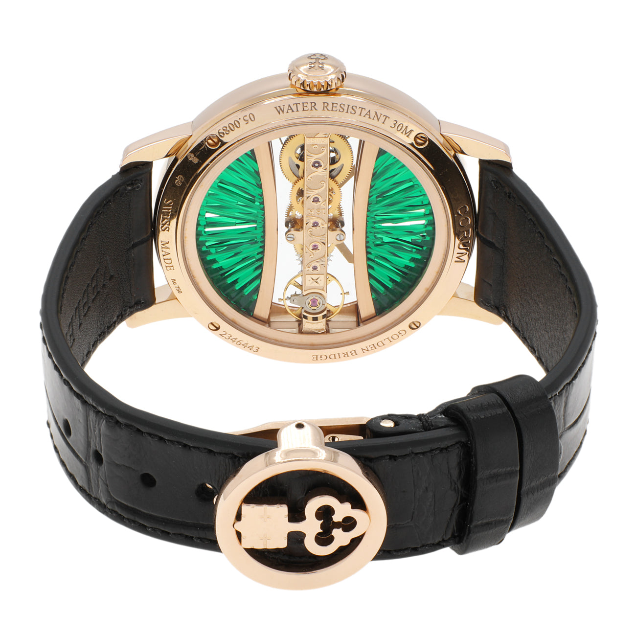 Exclusive Corum 18K Rose Gold Diamond Golden Bridge B113/0392 — Side View
