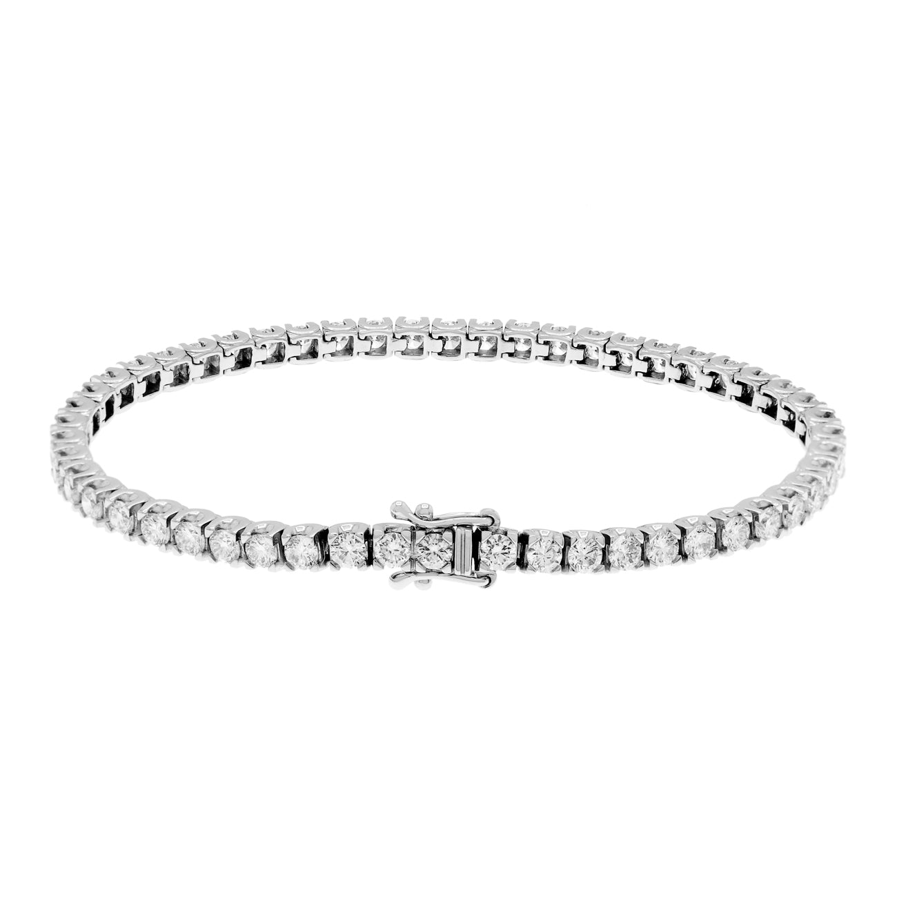 Exclusive 18K White Gold 4.03 Carat Tennis Bracelet — Side View