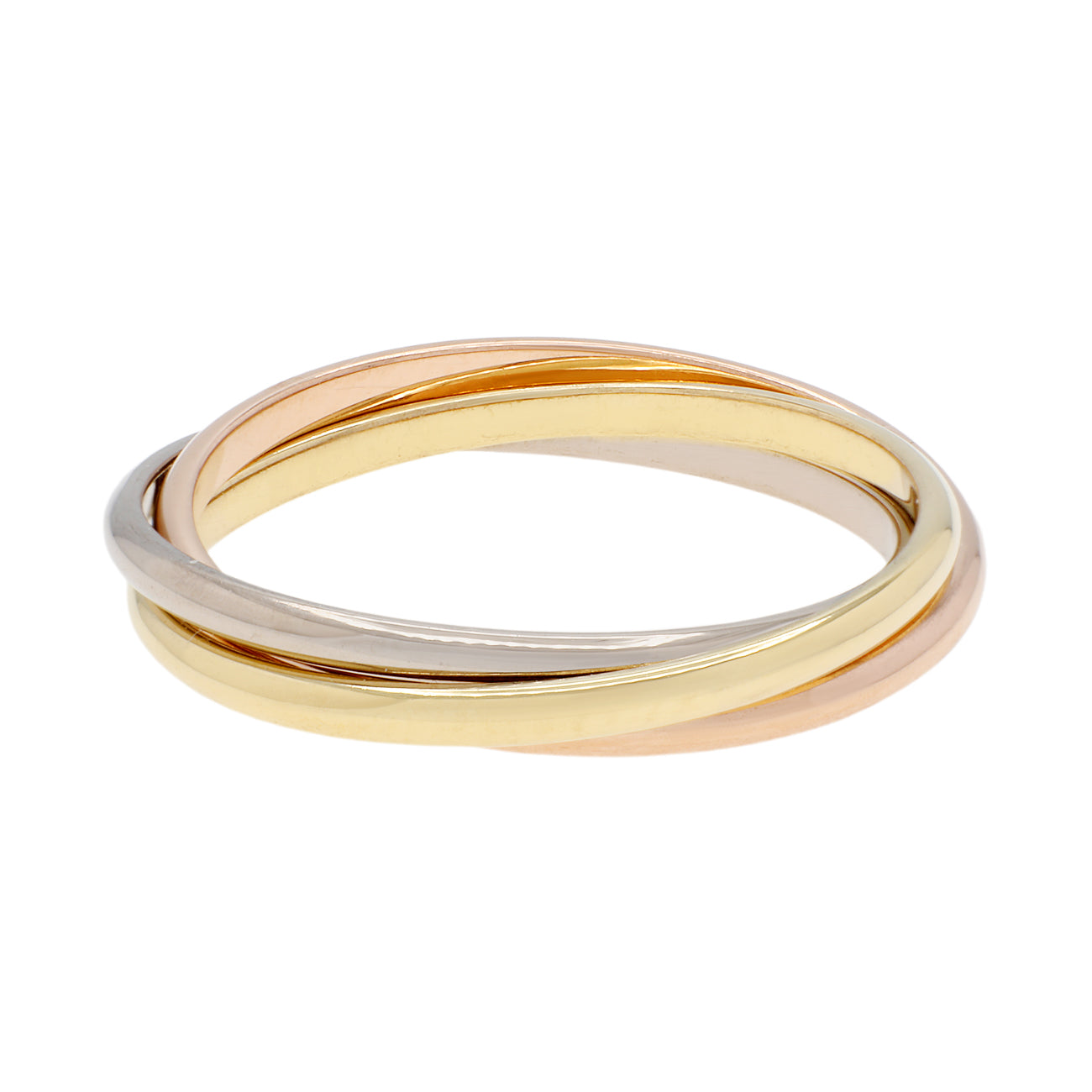Exclusive Cartier 18K White Yellow Rose Gold Trinity XS Ring — Side View