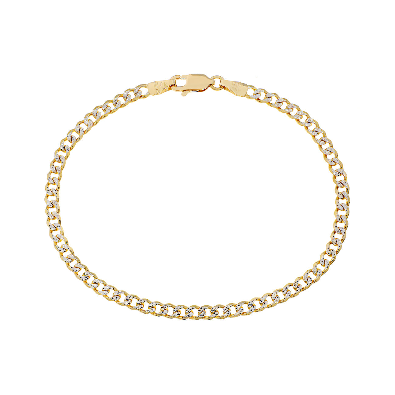 Exclusive 18K Yellow/White Gold Italian Curb Bracelet — Front View
