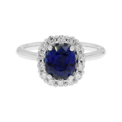 Exclusive 18K White Gold 1.95 Carat Sapphire Ring — 4 — Front View