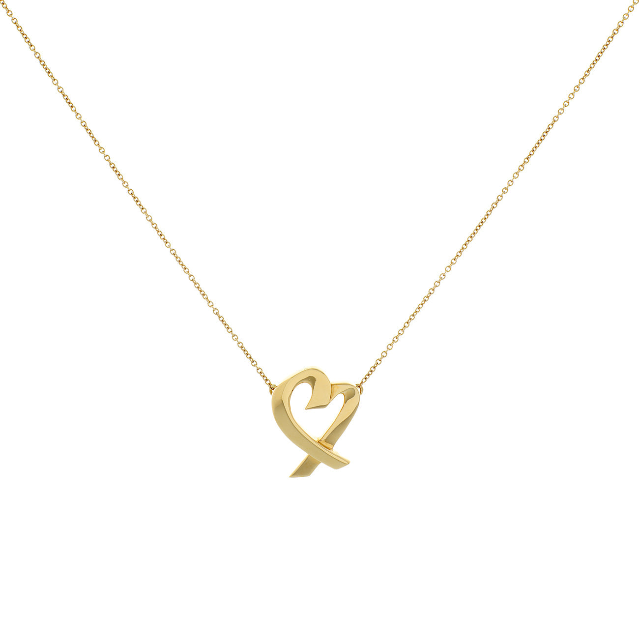 Exclusive Tiffany & Co. 18K Yellow Gold Paloma Picasso Loving Heart Pendant Necklace — Front View