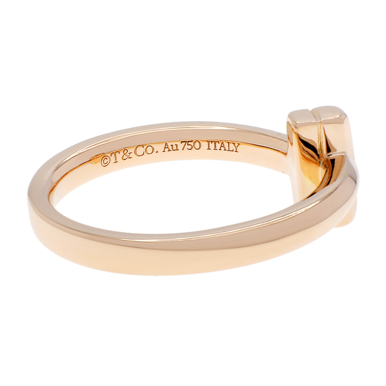 Exclusive Tiffany & Co. 18K Rose Gold Diamond T1 Ring — Side View