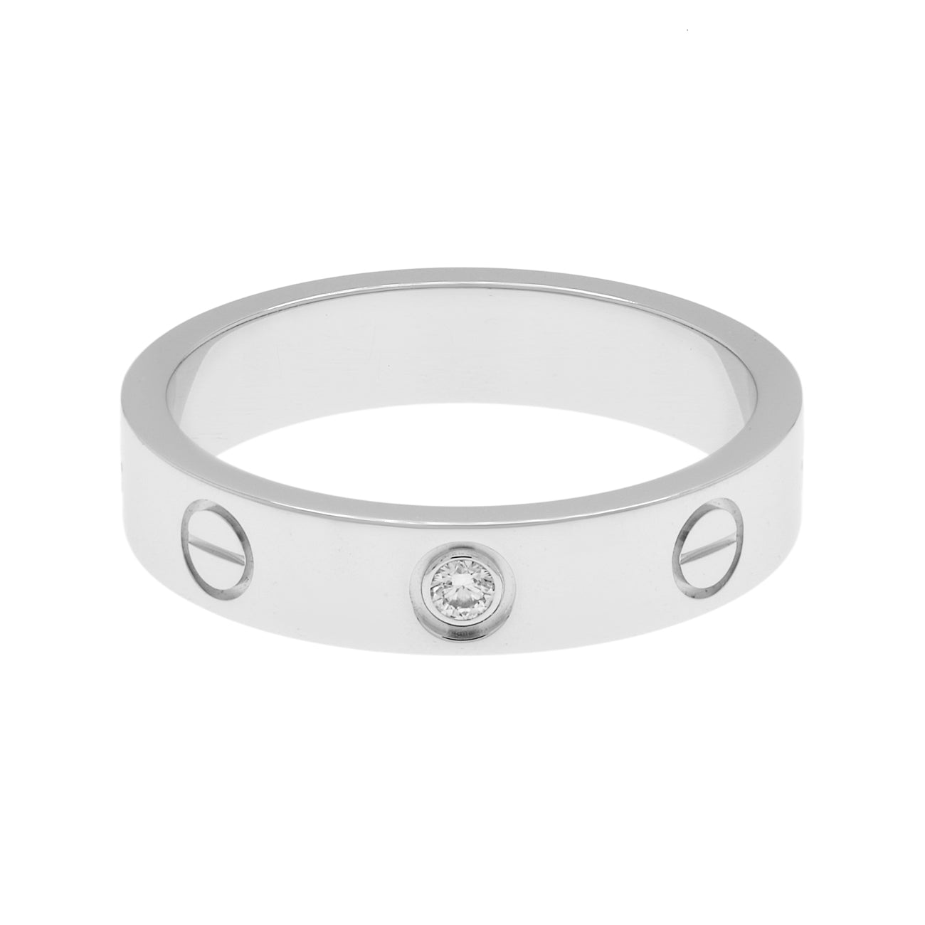 Exclusive Cartier 18K White Gold Diamond Love Wedding Band — Front View