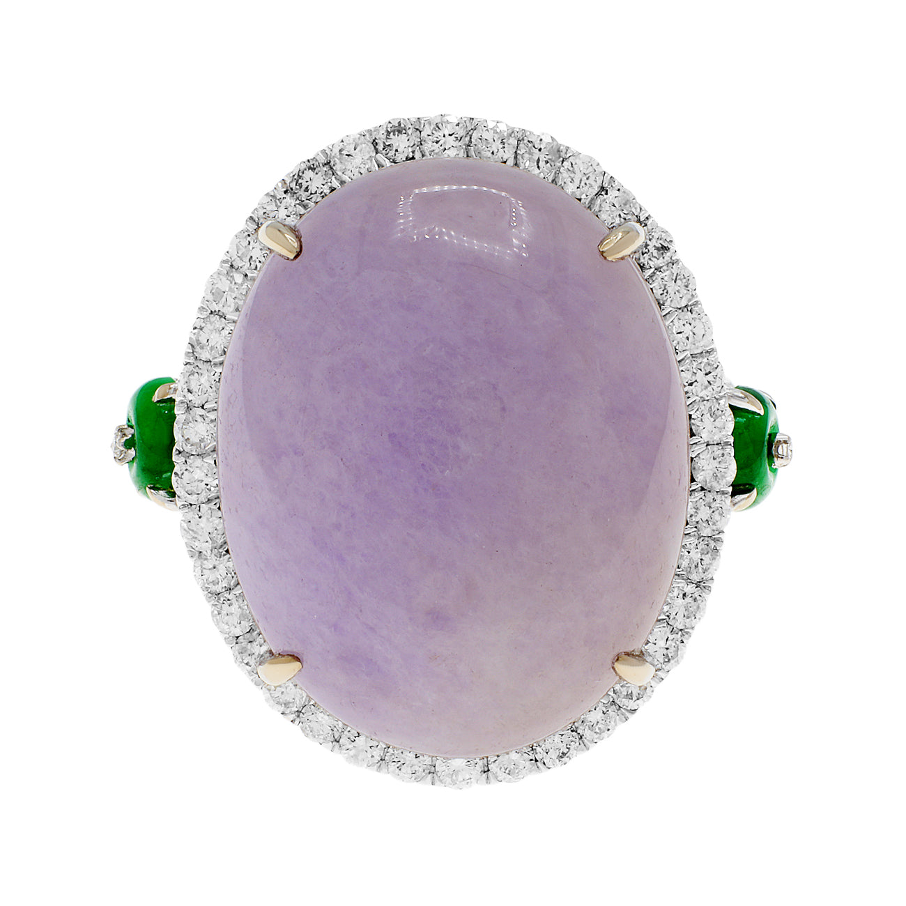 Exclusive 18K White Gold Lavender Jadeite Cabochon Ring — 5.5 — Front View