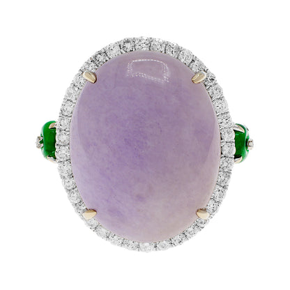 Exclusive 18K White Gold Lavender Jadeite Cabochon Ring — 5.5 — Front View