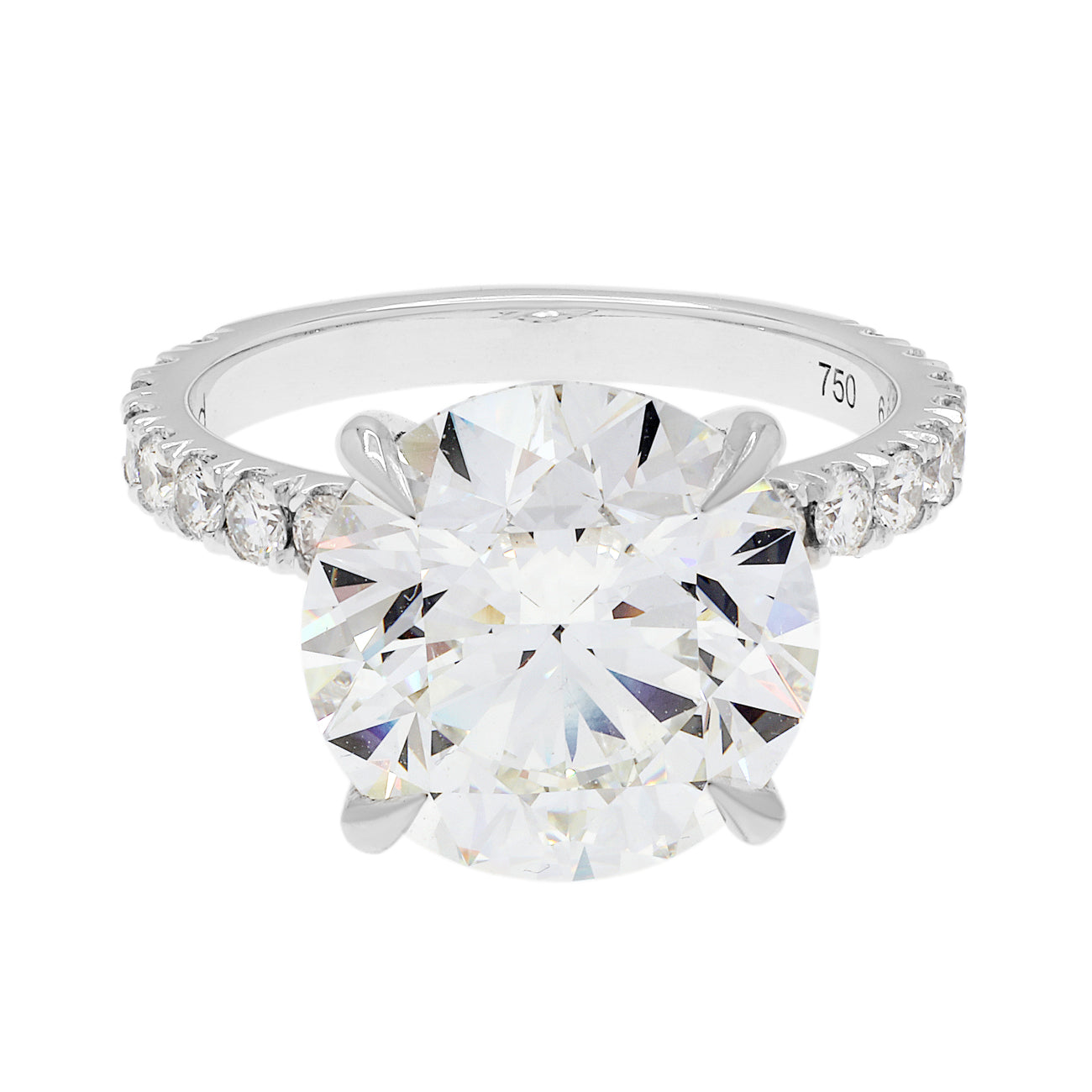 Exclusive 18K White Gold 6.05 Carat Hidden Halo Diamond Engagement Ring — 4.5 — Front View