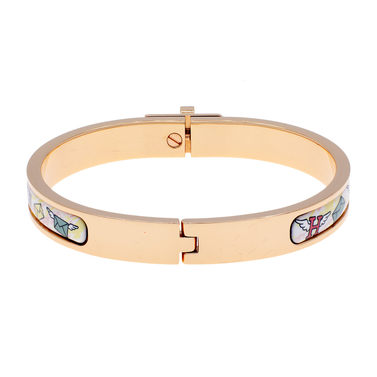 Exclusive Hermes Enamel Printed Mini Clic Kelly Bracelet — Side View