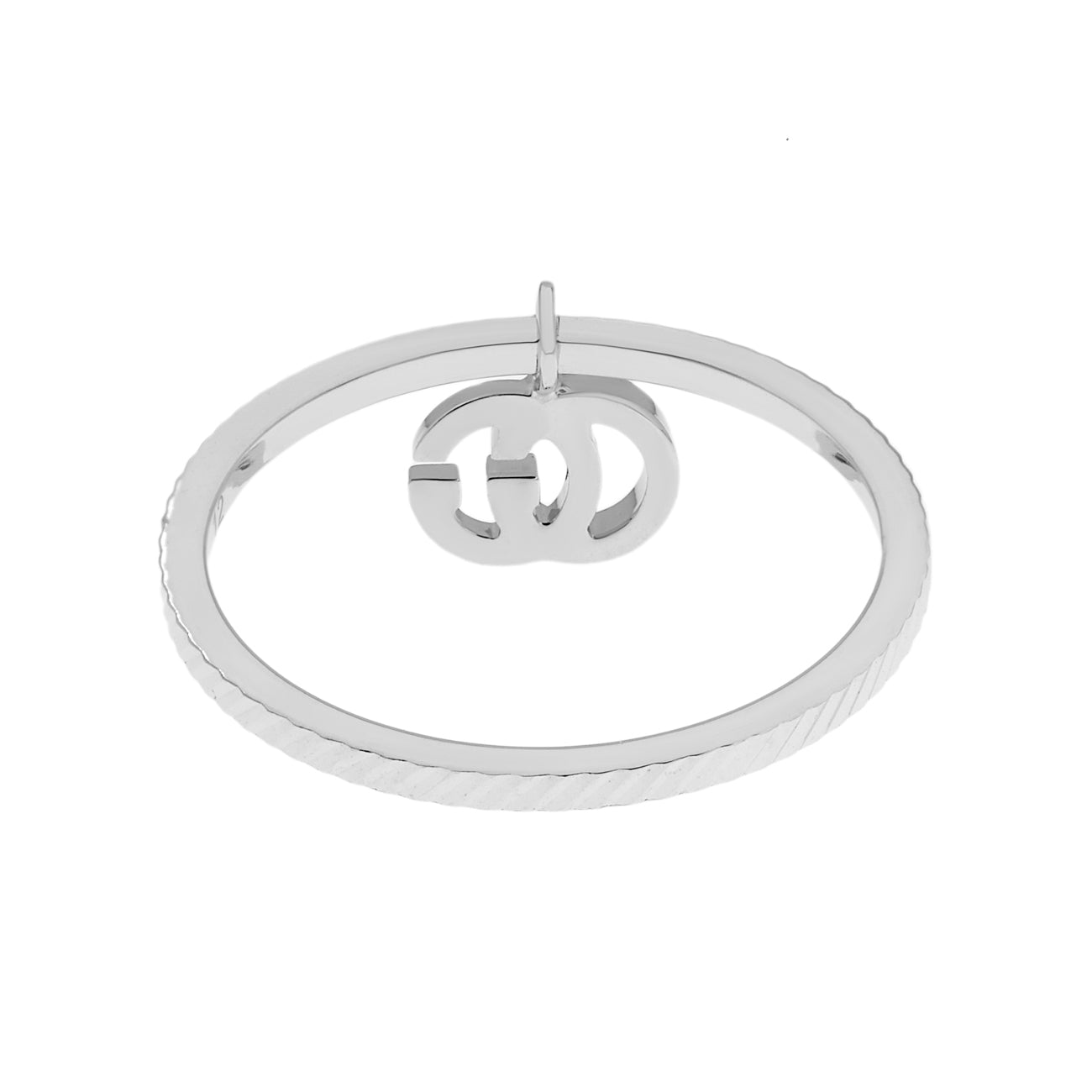 Exclusive Gucci 18K White Gold GG Running Charm Ring — Side View