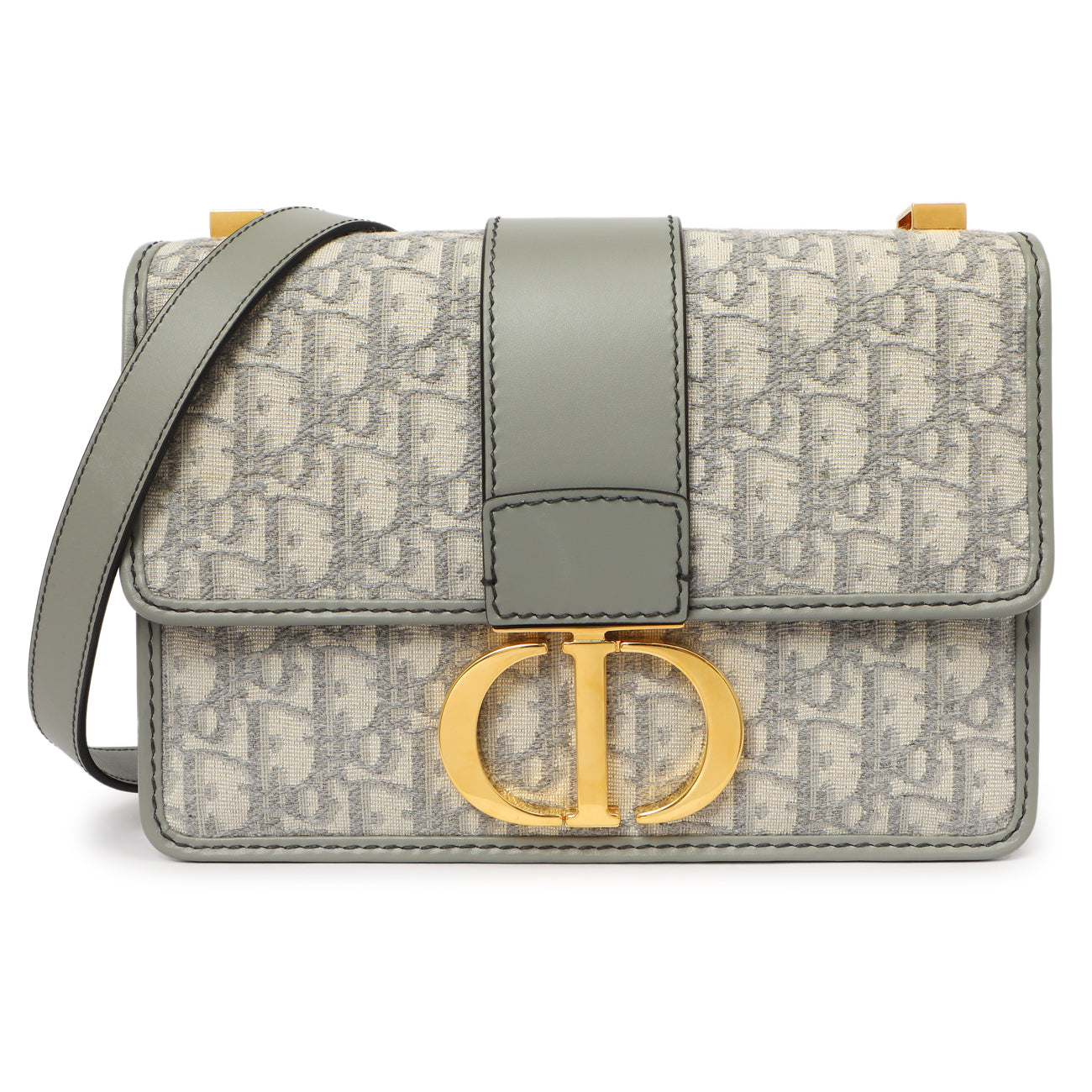 Exclusive Christian Dior Grey Oblique 30 Montaigne Flap Bag — Front View