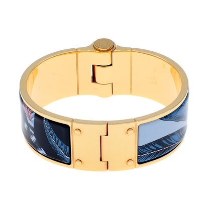 Exclusive Hermes Enamel Charniere Savana Dance Wide Hinged Bracelet — Side View